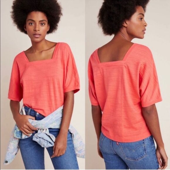 ANTHROPOLOGIE Deedee Dolman Sleeve Top Orange Women’s Size Small - Picture 7 of 7